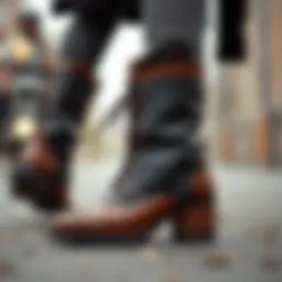 Classic motorcycle boots with a distinctive heel design.