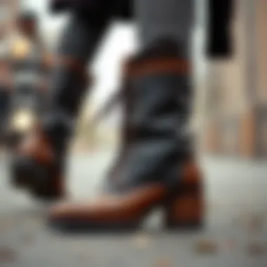 Classic motorcycle boots with a distinctive heel design.