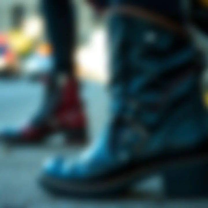 A close-up of the safety features integrated into heel motorcycle boots.