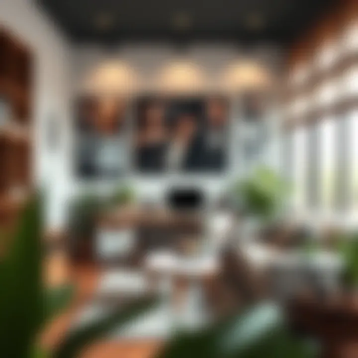 A stylish home office adorned with inspirational movie scene wall art