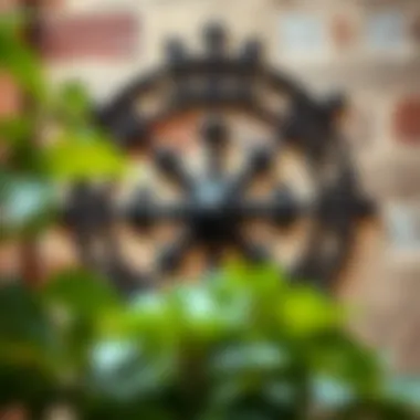 Historical iron metal wall piece highlighting traditional craftsmanship.