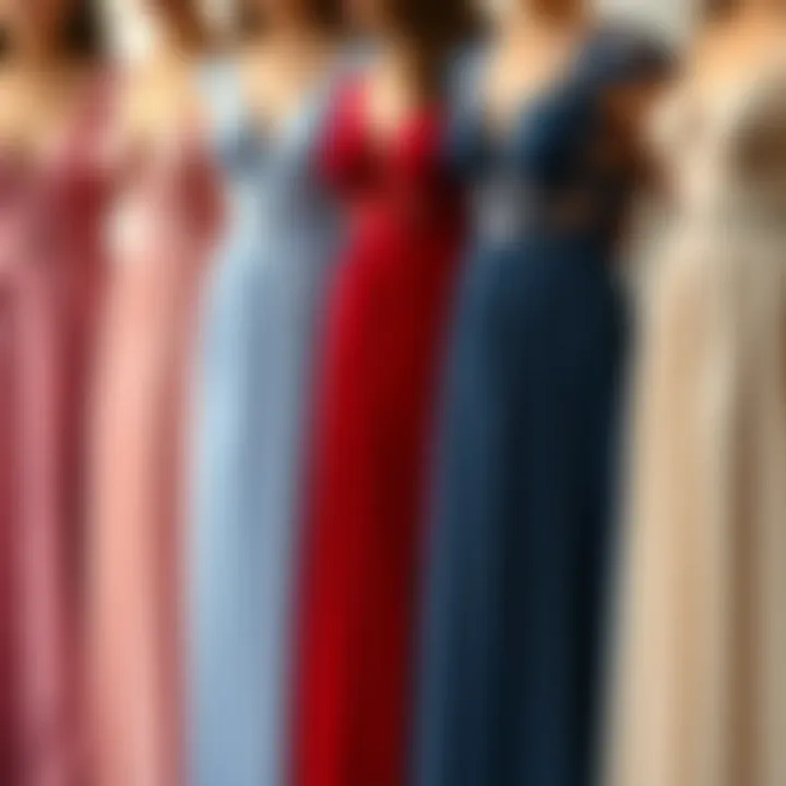 Diverse Color Palette of Lace Bodice Dresses A variety of lace bodice bridesmaid dresses in different colors