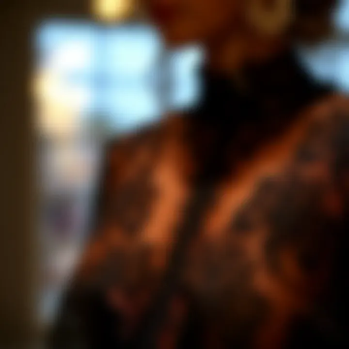 Close-up of intricate lace detailing on the jumpsuit