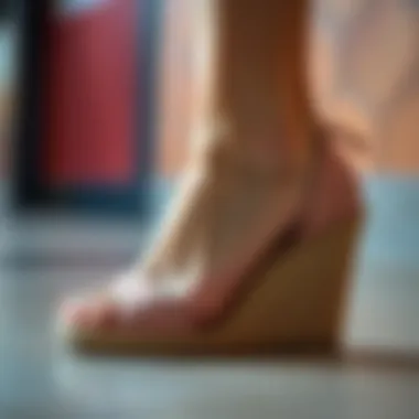 Artisanal Details of a Low Heel Summer Wedge Close-up of a beautifully crafted low heel summer wedge