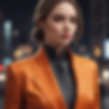 Stylish mandarin collar suit in a modern setting