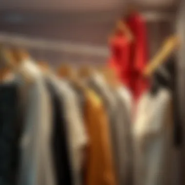 Innovative Space-Saving Hanger Solutions A beautifully arranged display of garments using space-saving hanger systems.