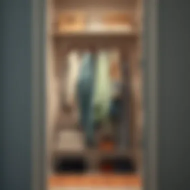 Efficient Organization with Clothes Rack and Shoe Storage Organized closet featuring a clothes rack with efficient shoe storage solutions