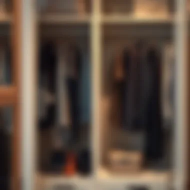 Organized closet with pocketbook holders enhancing overall aesthetics