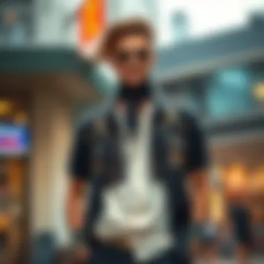 A fashionable outfit featuring the Medusa shirt in a contemporary setting