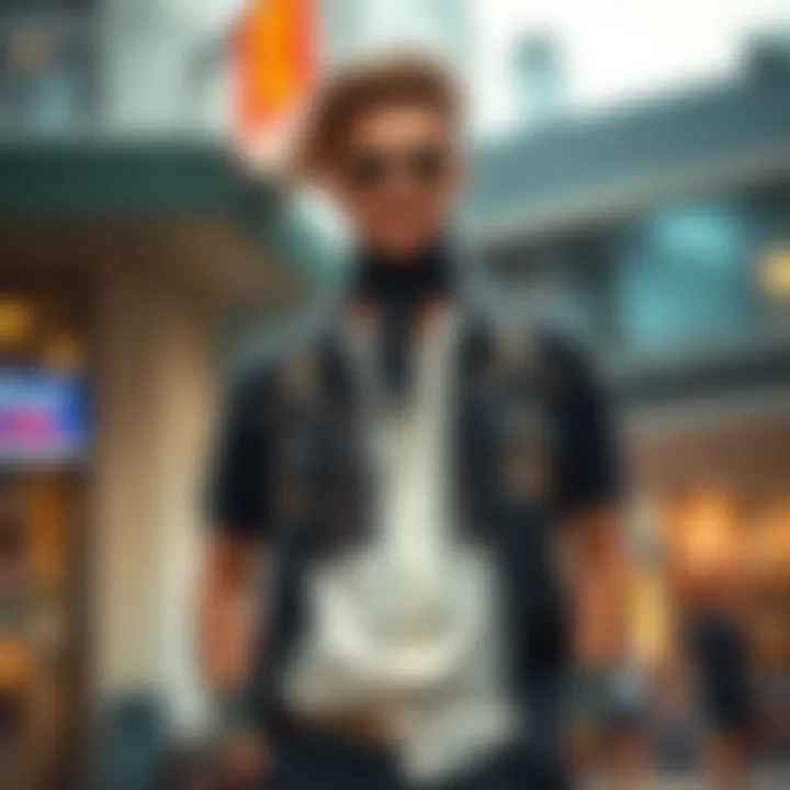 A fashionable outfit featuring the Medusa shirt in a contemporary setting