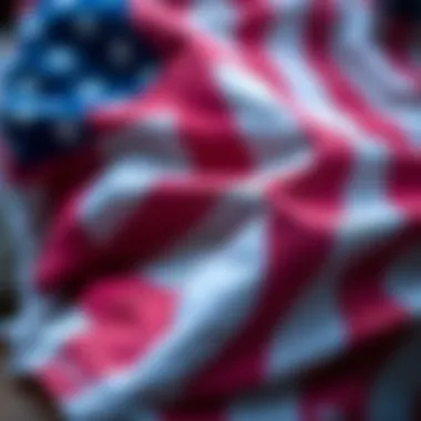 A close-up of eco-friendly fabric used in American flag shorts