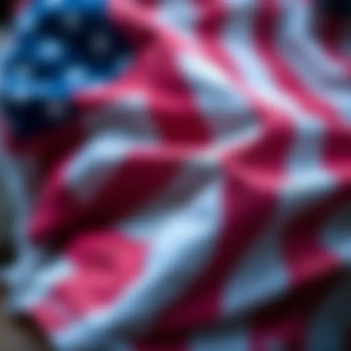 A close-up of eco-friendly fabric used in American flag shorts