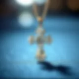 The Brilliant Facets of Moissanite A close-up view of a dazzling moissanite cross pendant showcasing its brilliance