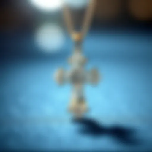 The Brilliant Facets of Moissanite A close-up view of a dazzling moissanite cross pendant showcasing its brilliance