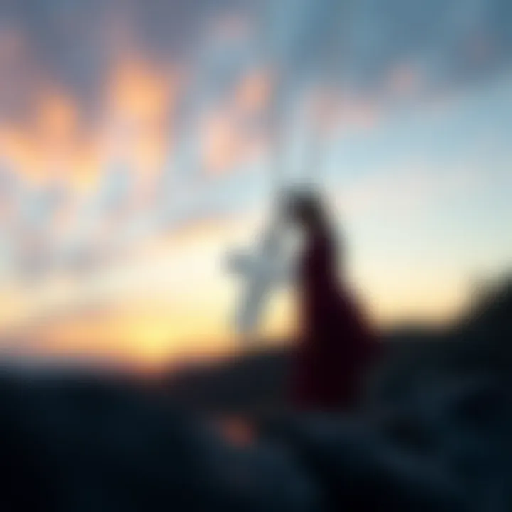 A serene setting highlighting the spiritual significance of a moissanite cross pendant