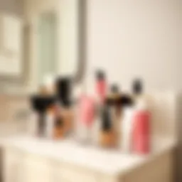 Elegant bathroom organizer showcasing various beauty products