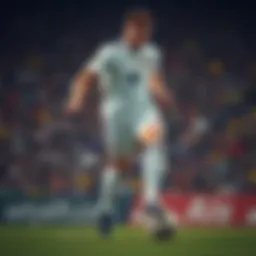 Dynamic action shot of a soccer player showcasing over the knee socks during a match