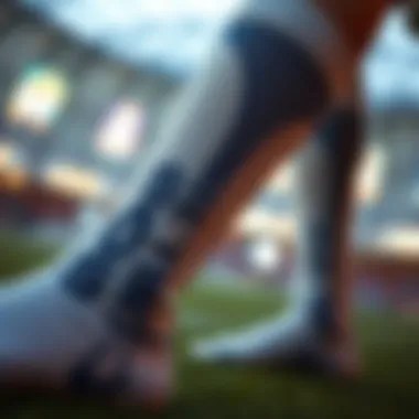 Close-up of the fabric and design details of premium over the knee soccer socks