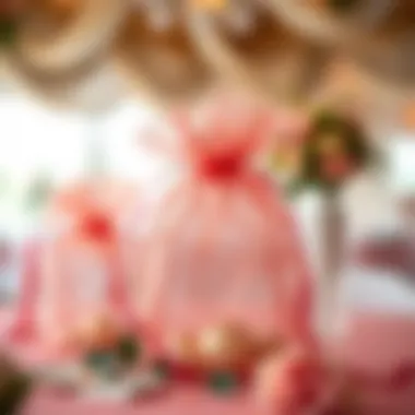 Organza bags used in a wedding decor setting.