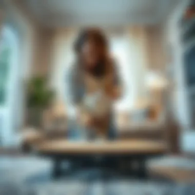 Pet owner placing a self-grooming scratcher in a living space