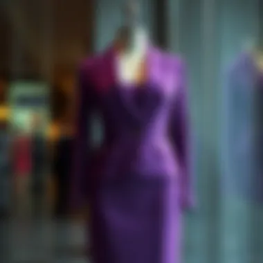 Elegant purple skirt suit on a mannequin