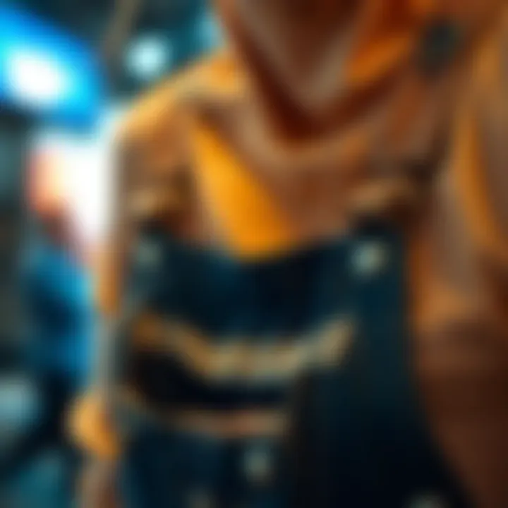 Intricate Design Features of Slim Fit Bib Overalls A close-up of the unique design details of slim fit bib overalls