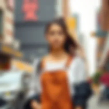 Urban Styling with Slim Fit Bib Overalls Fashionable outfit styled with slim fit bib overalls in a casual urban setting