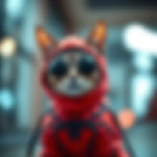 Stylish Spider-Themed Cat Costume A stylish cat in a spider-themed costume showcasing creative design elements