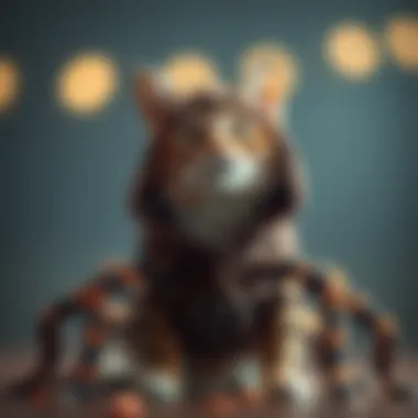 A cat wearing a spider costume in a playful pose, highlighting comfort and fit