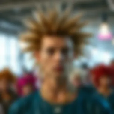 Diverse Spike Wig Styles An artistic display of various spike wig styles showcasing diversity and creativity