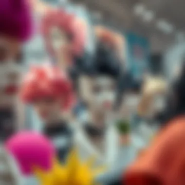 Fashion-Forward Spike Wig Display A stylish setup showing spike wigs in a fashion-forward environment