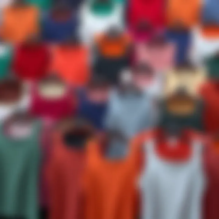 Diverse Color Palette of Square Tank Tops Various color options of square tank tops displayed