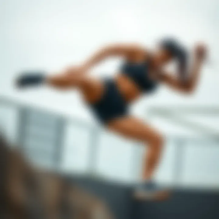 Performance and Flexibility in Action Athlete demonstrating flexibility and comfort in stretchy shorts