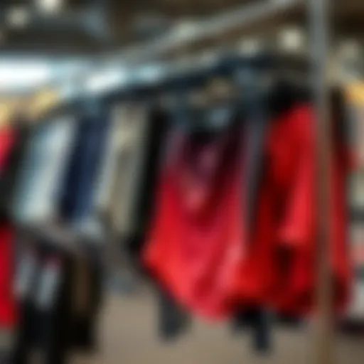 Diverse Styles of Stretchy Workout Shorts Various styles of stretchy workout shorts displayed on a rack