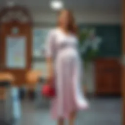 Chic maternity dress suitable for classroom setting