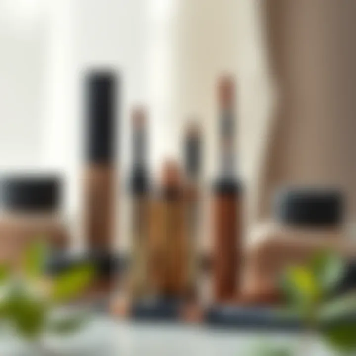 Eco-Friendly Ash Brown Brow Product Selection A selection of eco-friendly ash brown brow products emphasizing sustainable choices in cosmetics.