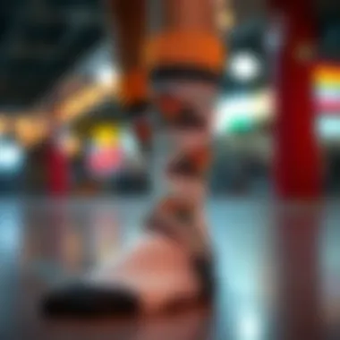 An individual wearing creatively designed socks as a form of self-expression