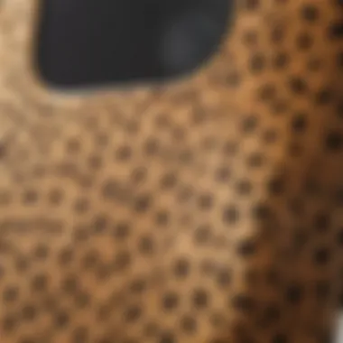 Close-up of cheetah print texture on an iPhone case