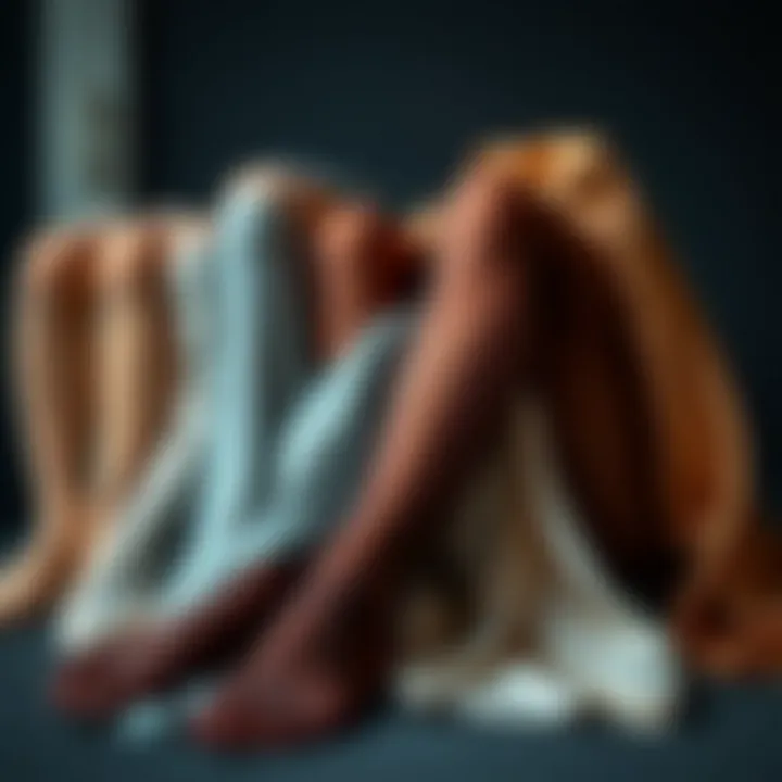 Artistic arrangement of varying styles of silk stockings reflecting modern fashion trends