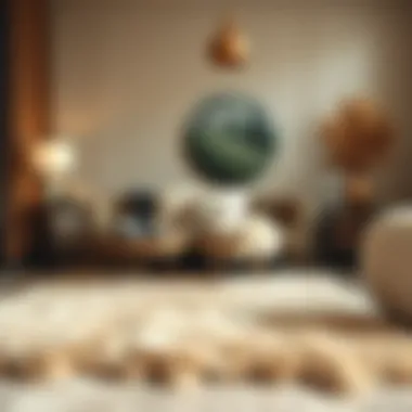 Elegant rabbit fur rug displayed in an artistic interior setup