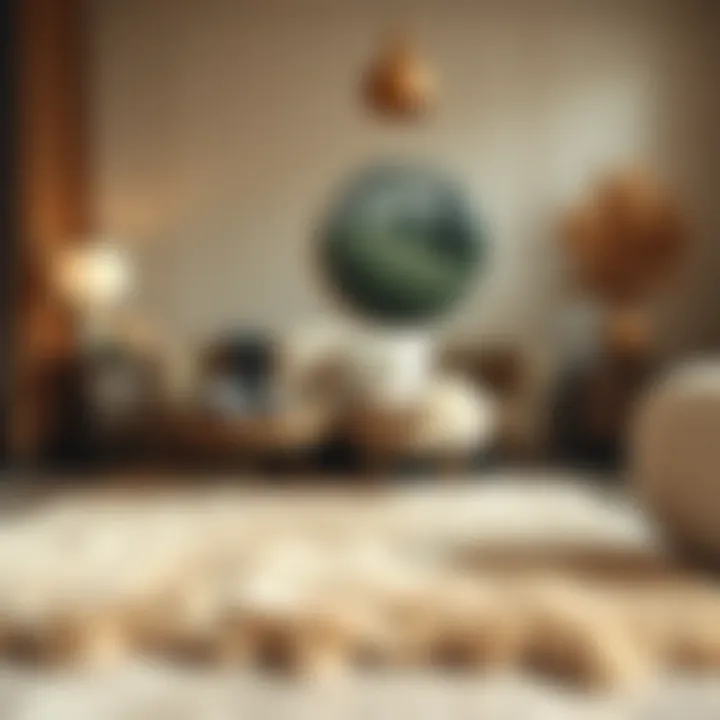 Elegant rabbit fur rug displayed in an artistic interior setup