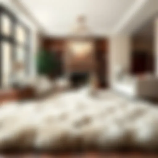 Luxurious rabbit fur area rug enhancing a cozy living space