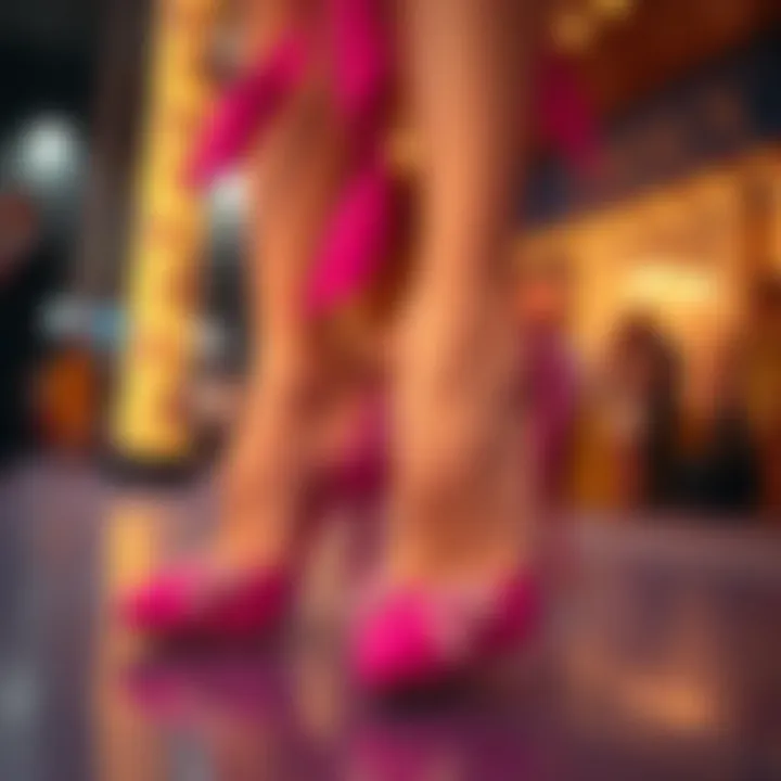 Fashionable event showcasing the cultural significance of rhinestone pink heels