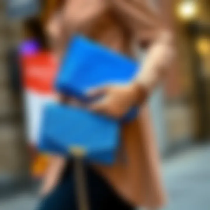 Chic Outfit with Royal Blue Clutch Fashionable royal blue clutch paired with a chic outfit
