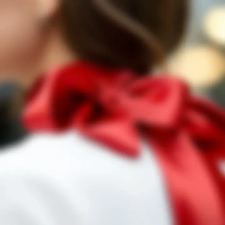 Close-up of satin ribbon enhancing a fashionable outfit