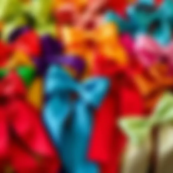 Vibrant array of satin ribbons displayed artistically