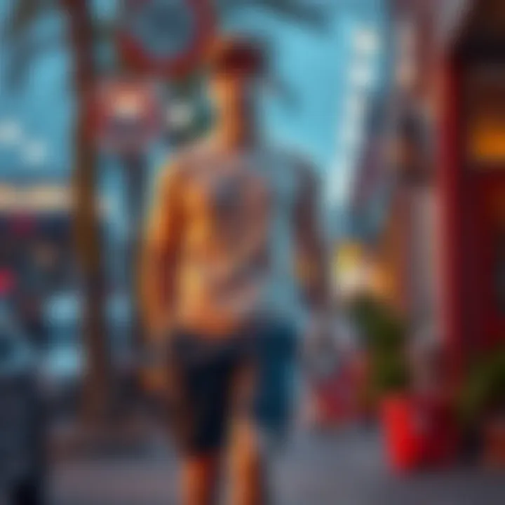 Confidence in Casual Wear A man confidently wearing short shorts in a casual setting.