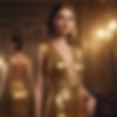 Model showcasing versatile styling options with a golden sexy dress for various occasions