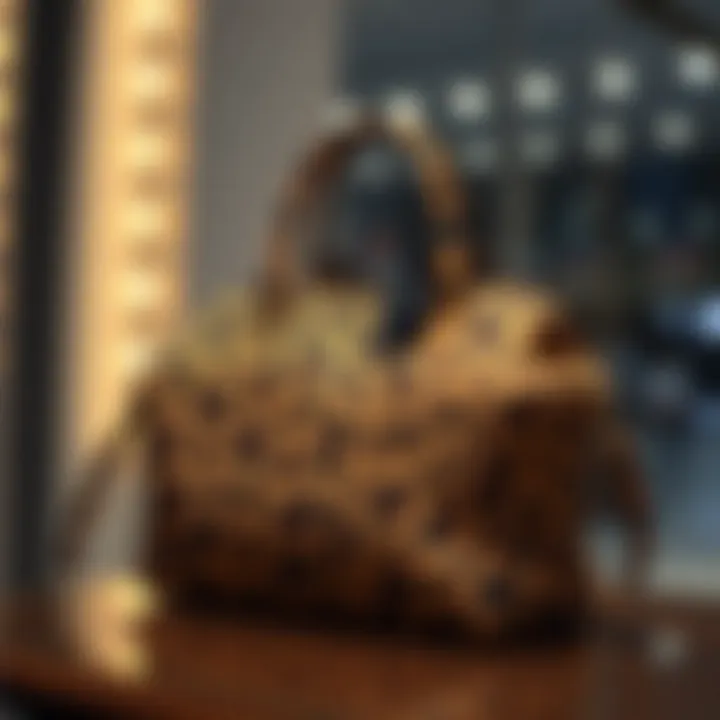 Chic leopard print bowling bag on display