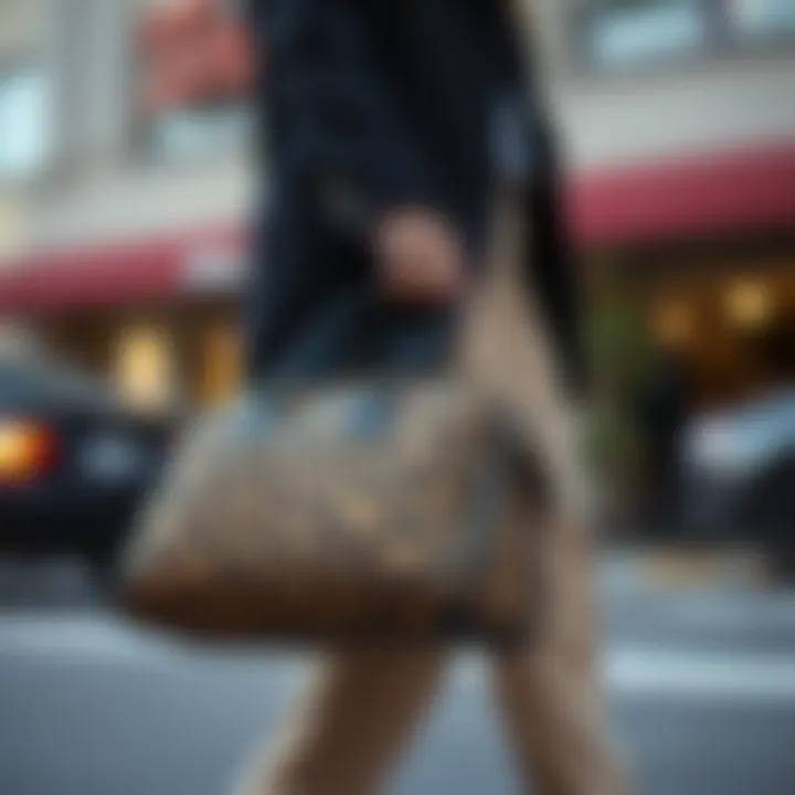 Stylish leopard print bowling bag paired with trendy outfit
